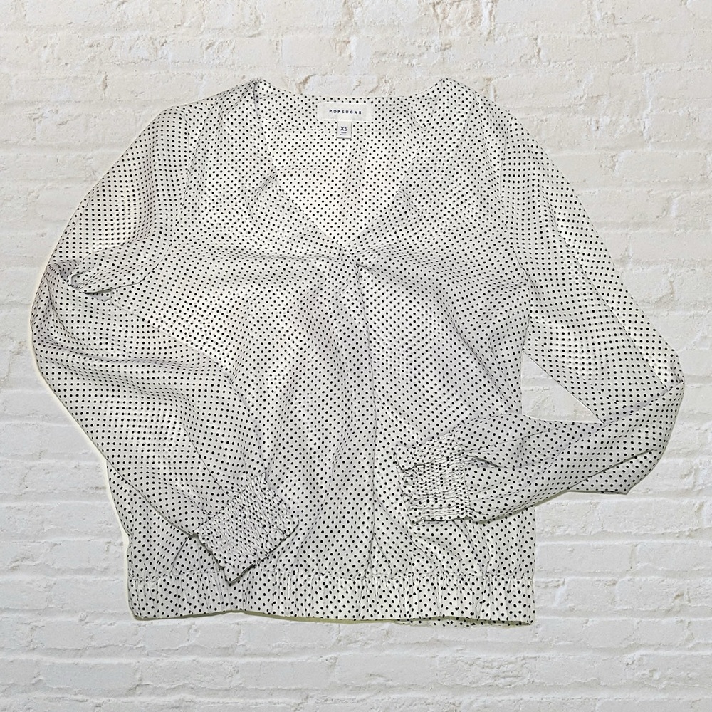 Popsugar Long Sleeve Polka Dot Blouse